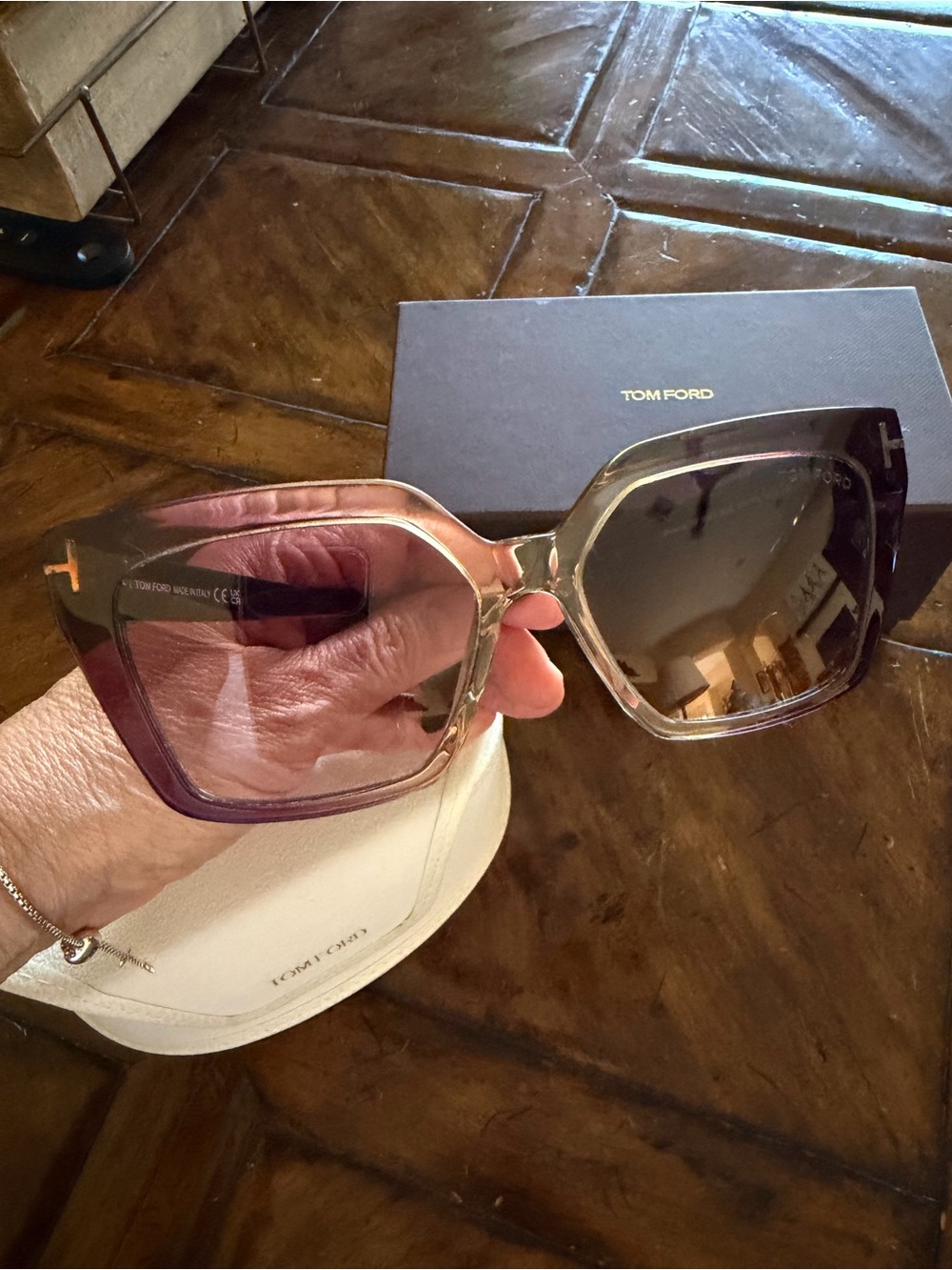 Tom Ford Women's Pink-to-Brown Gradient Square Sunglasses
